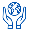 Hands wrapped around globe logo